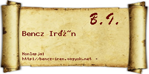 Bencz Irén névjegykártya