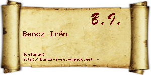 Bencz Irén névjegykártya